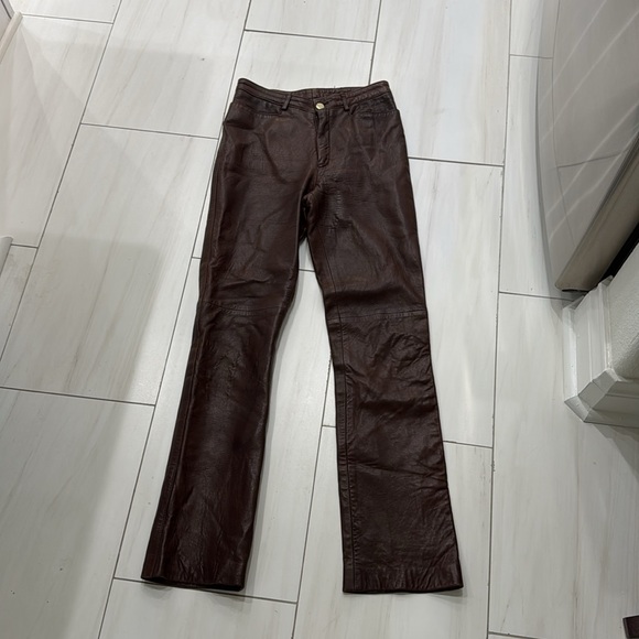 Vintage Cynthia Rowley Brown Leather Pants Size 4 - Picture 11 of 11